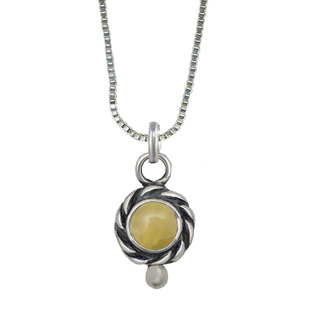 Sterling Silver Little Yellow Aragonite Pendant Necklace